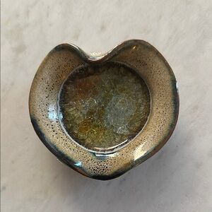 Banners Hallmark Elegant Ceramic Heart Bowl with Gold and Brown Accents